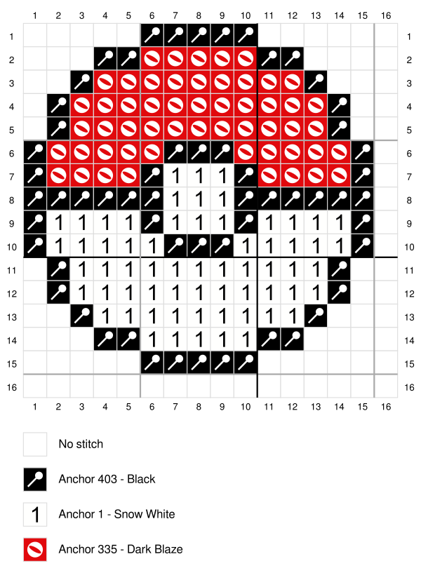 Gráfico de ponto cruz Pokebola